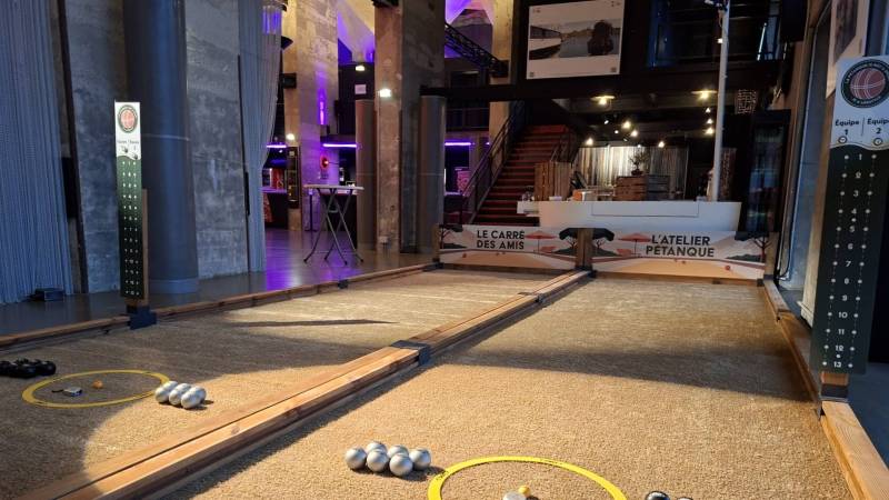 mise en lumière terrain de pétanque éphémère - événement d'entreprise Marseille 